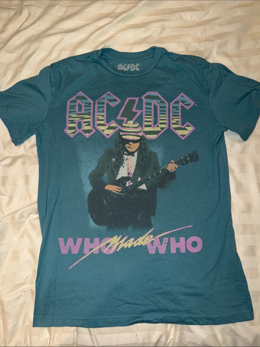 AC/DC Teal 'Who Made Who' Short Sleeve Band Tee